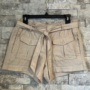 Loft Light ivory shorts, elastic waist, chambray, soft, airy, pockets, Khaki